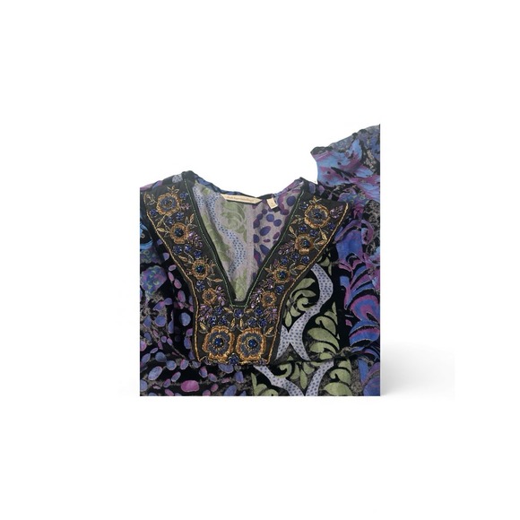Soft Surroundings Top Womens Vistosa Tunic Beaded Boho Velvet Burnout Multi S - Picture 9 of 12